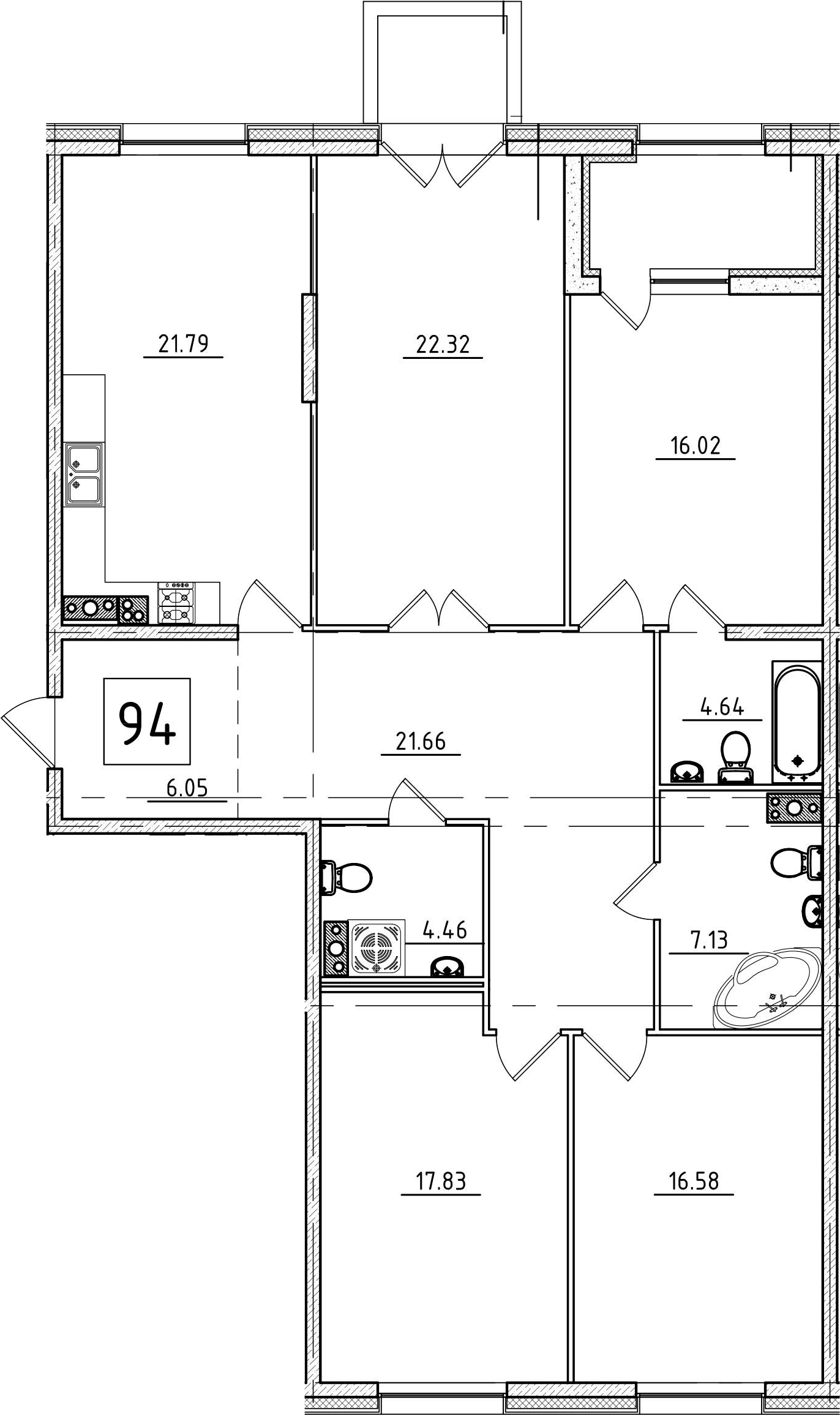 4-комнатная 140 м<sup>2</sup> на 4 этаже