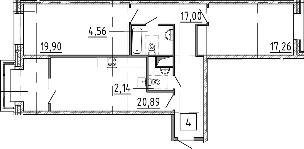3-комнатная 81 м<sup>2</sup> на 3 этаже