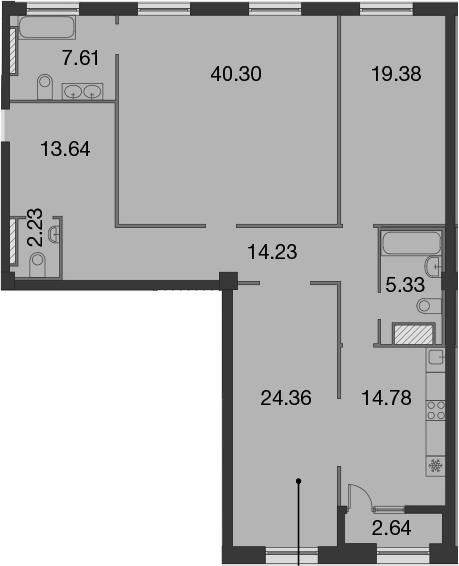 3-комнатная 141 м<sup>2</sup> на 9 этаже