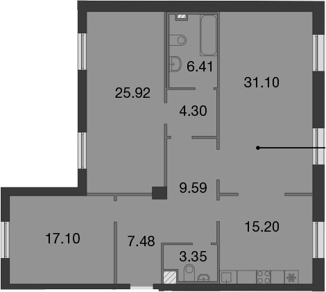 4-комнатная 120 м<sup>2</sup> на 4 этаже