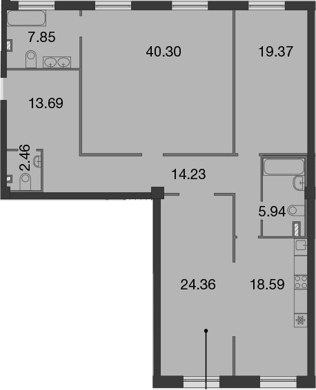4-комнатная 146 м<sup>2</sup> на 4 этаже